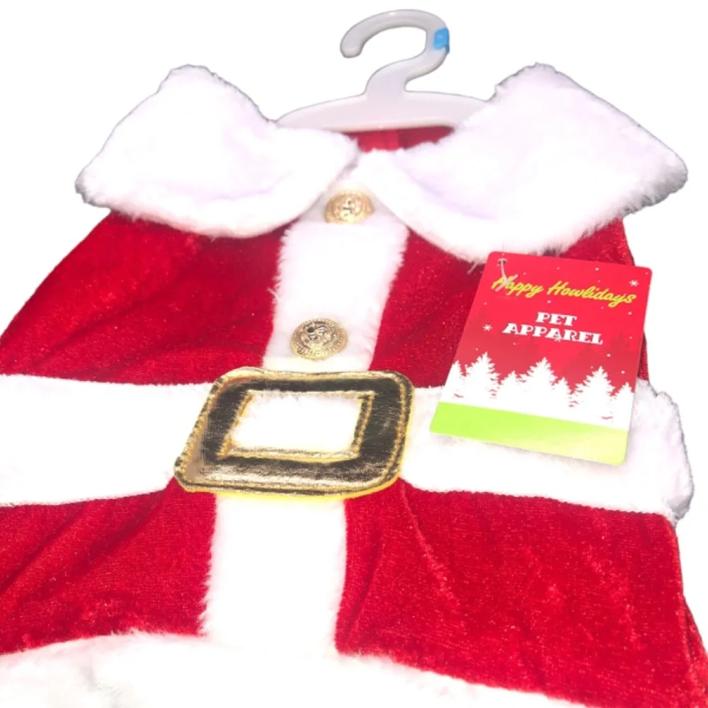 Happy Holidays PET APPAREL Santa Suit Outfit  -Size Small  Cat Dog Dog Clothes